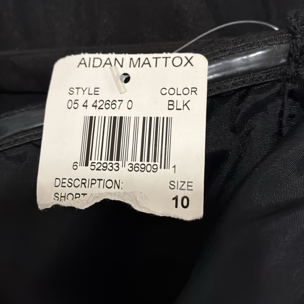 NWT Aidan Mattox stunning black one shoulder short dress with lovely mesh - Picture 8 of 16